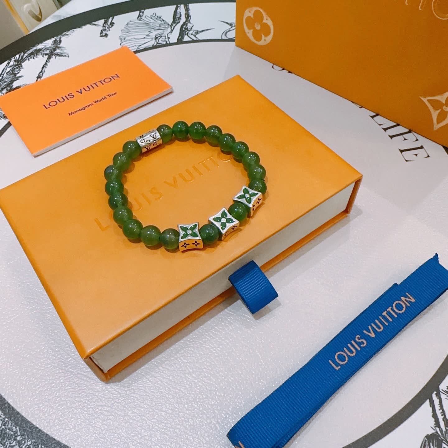 Louis Vuitton Green Beaded Bracelet